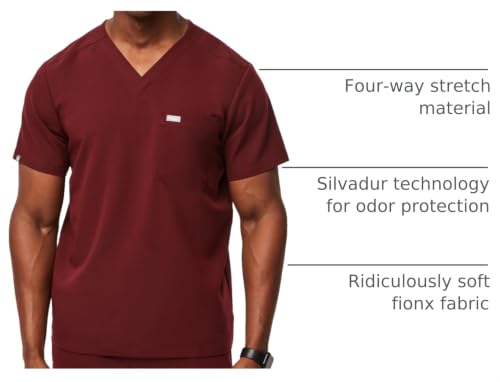 Image of FIGS Leon Scrub Top for Men | 3 Pockets, Tailored Fit, Modern V-Neck, 4-Way Stretch, Moisture-Wicking