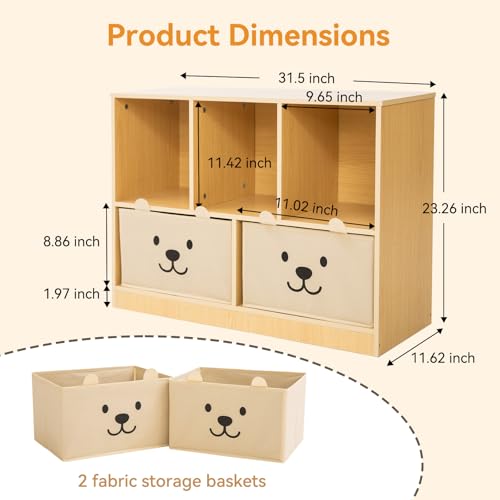 Montessori Shelf, Wooden Kids Storage Organizer for Toddlers, Burlywood - image 2