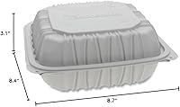 Vista 2 de Pactive YCNW0851 EarthChoice - Contenedor de tapa con bisagras Mfpp ventilado para microondas, 8.5 x 8.5 x 3.1, blanco, 146/caja