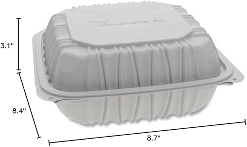 Miniatura 2 de Pactive YCNW0851 EarthChoice - Contenedor de tapa con bisagras Mfpp ventilado para microondas, 8.5 x 8.5 x 3.1, blanco, 146/caja