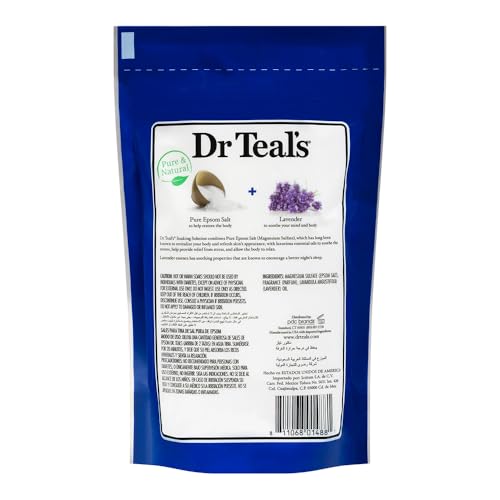 Dr Teal's Pure Epsom Bath Salt Soak, Smoothe & Sleep with Lavender, 450g