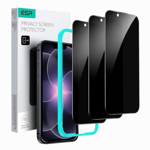 Image of ESR 3 Pack for iPhone 17e / iPhone 16e / iPhone 13 / iPhone 14 / iPhone 13 Pro Privacy Tempered Glass, 9H Hardness, Privacy Screen Protector Gurad Film with Easy Installation Tool, Scratch Resistant