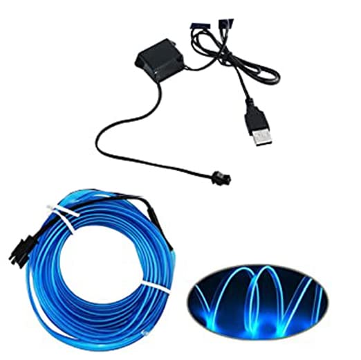Taicols 5V Strisce LED Auto Kit per Auto Elettroluminescenza Luce, 5m LED Macchina con Porta USB, Striscia Dell'Auto Console Sedile Decorazione Del