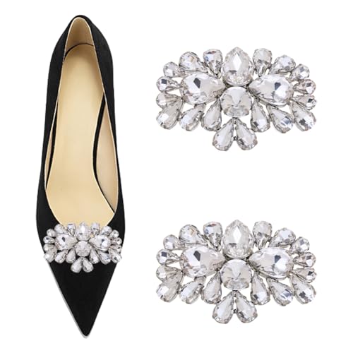 Ruihfas 2 PCS Decorative Shoe Clips - Bling Bling Rhinestone Crystal Shoe Jewlery Clips Accessories for Women Girls Wedding Party Prom 1.57×2.44 inch