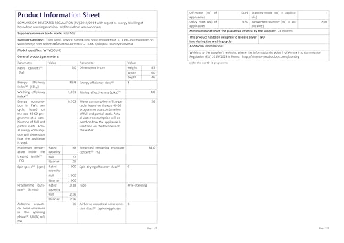 Hisense WFVC6010E - Lavadora Carga Frontal 6 Kg, 1000 rpm, 15 Programas, Control de balanceo inteligente del tambor, Display LED, Programa rápido, Bloqueo Infantil