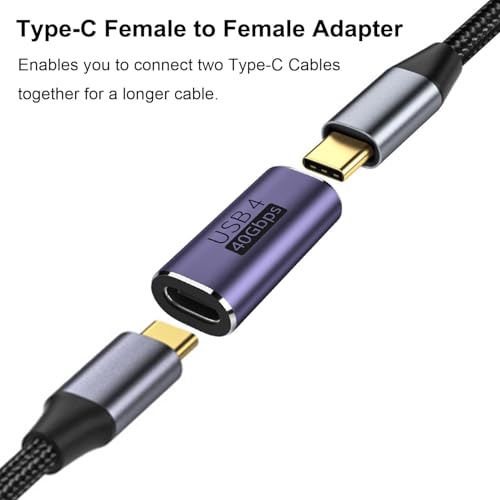 Image of ETZIN USB C Female to Female Adapter 40Gbps USB4 Adapter Support 100W, 8k@60Hz, 5K@60Hz, 4K@120Hz Pack of 2
