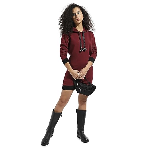 Image of PINACOLADA Women's Colorblock Sweatshirt with Ribbed Hem for Casual Wear | Low-High Neck | Long Sleeve | Button Closure | Cotton Sweatshirt Crafted with Comfort Fit for Everyday Wear