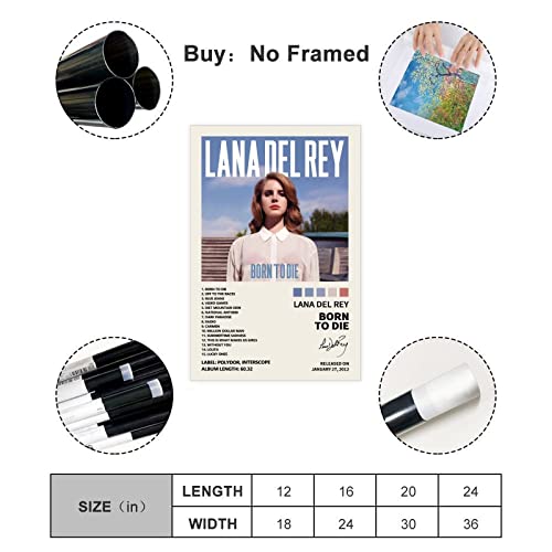Yezlh Lana Del Poster Rey Born To Die Music Album Poster Signed Limited Edition Canvas Poster Wall Art Decor Print Picture Paintings For Living Room Bedroom Decoration Unframe: 16X24Inch(40X60Cm) #TOP1