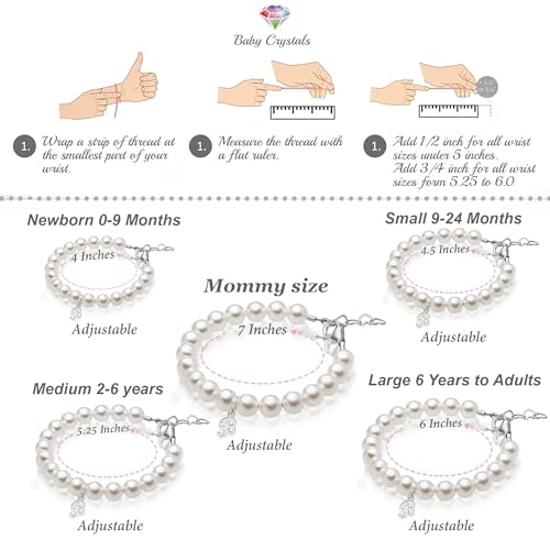 Personalized Baby Gifts, Initial Bracelet with White Pearl, Sterling Silver Alphabet Letter Charm Bracelet, Custom Bracelets for Girls, Birthday Gifts, Baptism, Toddler, Teen, Kids jewelry4
