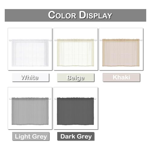 Cortinas cortas transparentes impermeables con bolsillo para varilla de tul 4