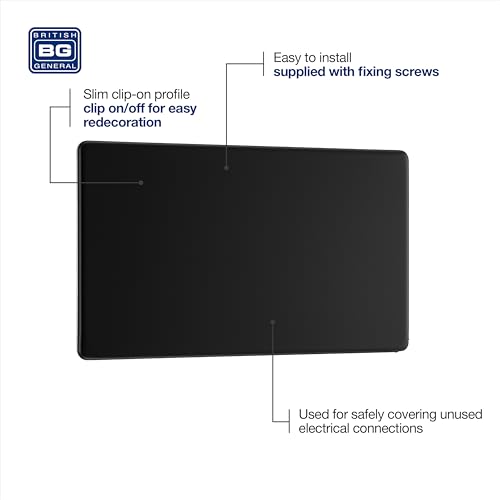 Screwless Flat Plate Matt Black Double Blank Plate - Image 3