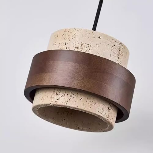 Lámpara colgante de madera y piedra estilo nórdico E27 5