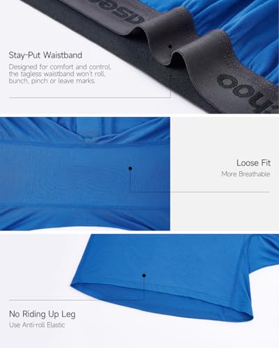 5 Pack Mens Underwear,Rayon Made from Bamboo Boxers for Men,Cooling Soft Boxer Shorts,No Reding Up Long Leg3