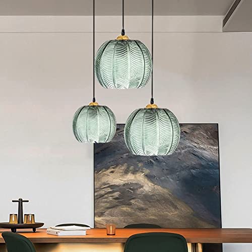 Lampe suspendue moderne en verre vert décorative forme citrouille - 7