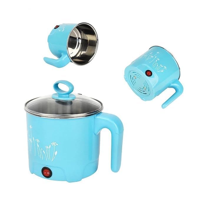 Image of Electric Mini Cooking Pot with Glass Lid & Handle, Multi-Purpose Portable Electric Kettle for Boiling Noodles Soup Milk Tea Eggs, Compact Travel Hot Pot for Home Hostel Office Use
