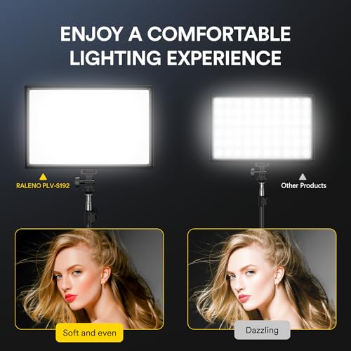Image of RALENO Led Video Light, Camera Camcorder Photo Light Panel with LCD Display Built-in Lithium Battery Dimmable 3300K-5600K Bi-Color CRI 95+ Ultra-Thin Lighting for YouTube Video Portraits Shooting