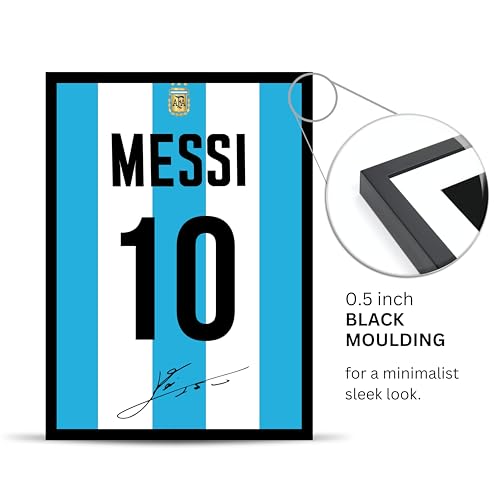 Image of Posternet Football Jersey Number 10 Wall Poster Frame | Argentina Inspired Blue White Sports Artwork | A4 Size (8.3 x 11.7 Inch) Framed Wall Decor for Bedroom, Living Room, Gaming Room, Office | Premium HD Print