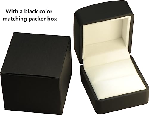 Image of LED Black Ring Box for Proposal, Wedding, Engagement, Birthday, Valentine' Day, Mother's Day, Father's Day, Christmas...Luxury Arc Shaped Top Design LED Ring Jewelry Gift Box with Light for Men for Women for Girls Box Dimension 2.28〞(W)*2.48〞(D)*1.65〞(H)