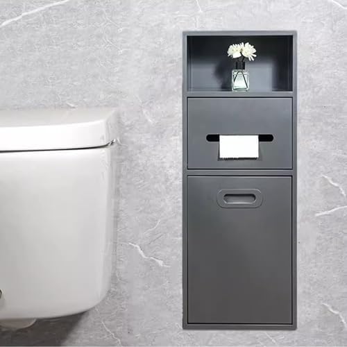Stainless Steel Recessed Shower Niche with Toilet Paper Storage Rack & Trash Can, Wall-Mounted 11.8x26x5.5in Gray Shelf for Bathroom Organization