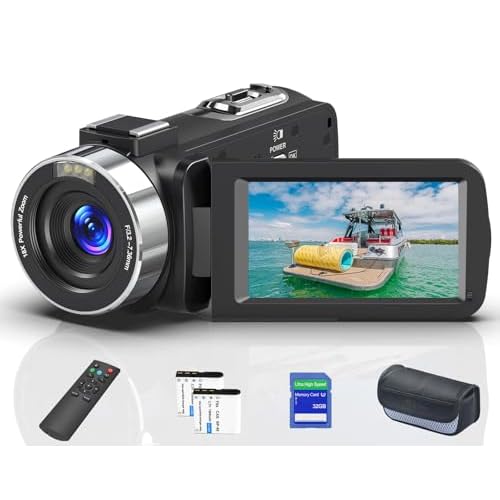 8K 64MP Video Camera 18X Digital Camcorder Video Camera for YouTube 3.0 inch Flip Screen Camcorder Vlogging Camera with 32GB SD Card, 2.4G Remote Control, Two Batteries