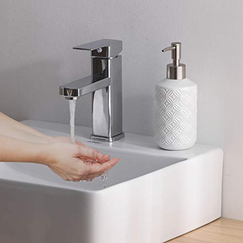 Fe Soap Dispenser, 13.5Oz Soap Dispenser Bathroom With 304 Rust Proof Stainless Steel Pump, Ceramic Hand Soap Dispenser With Vintage Emboss Design For Kitchen & Bathroom (White) #TOP5