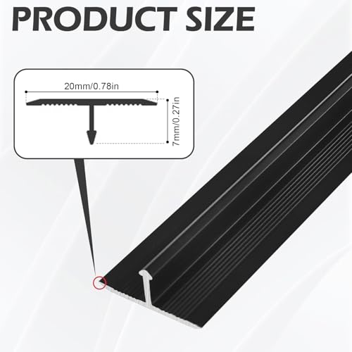 T-Profil Aluminium, Übergangsprofil Bodenleisten 3 Stück, 900 x 20mm Übergangsleiste für Türschwellen und Verbindungsböden von Laminatdielenfliesen, Schwarz