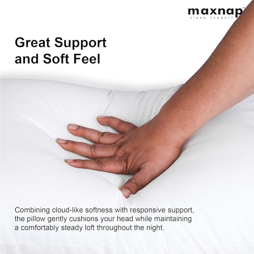 Image of Luxury Comfort White Pillow with White Beading | Soft Microfiber Fabric | Plush Conjugate Fiber Filling | Elegant & Durable Design | Standard 27 x 17 Inch | Set of 1