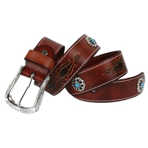 Ceinture en cuir avec boucle florale gravée et ajustement robuste
