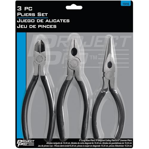 Image of Performance Tool 1916 3-Piece Pliers Set - Comfort Grip Handles and Durable Construction for Efficient Handling and Reliable Performance