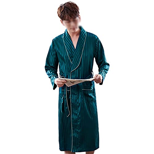 Albornoz a rayas para hombre TXQHD pijamas de satén camisón kimono
