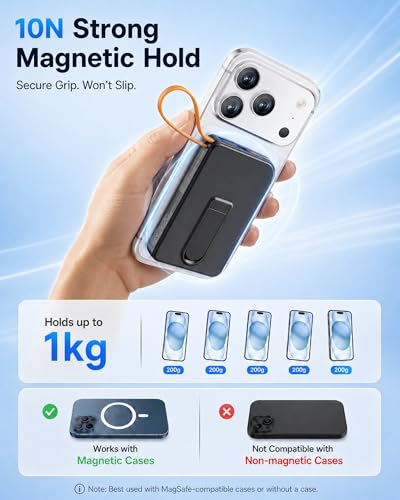 Image of for Magsafe Portable Charger, 3-in-1 Magnetic Power Bank with Stand, 10000mAh Wireless Battery Pack Fast Charging with Built in Cable(USB C), Powerbank for iPhone17 /16 /15 /14 /13 Travel & Daily, Green