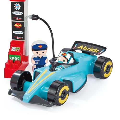 Jouets Ecoiffier - 2976 - Grand Prix Formule 1 Abrick - 3 Formules 1 + 3 Pilotes + Briques - Jeu de Construction Circuit - Dès 18 Mois - Fabriqué en France