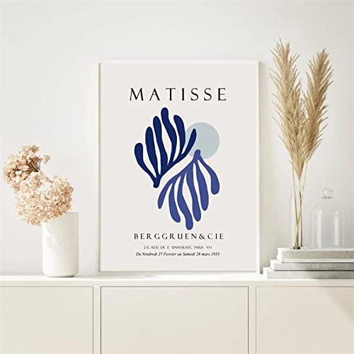Affiche Matisse Feuille Bleu et Fleur impression sur toile de qualité