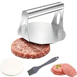 Xnqelerate Smash Burgerpresse, 14cm Edelstahl Burger Smasher, Smash Burger mit Pinsel & 100 Burgerpapier, Patty Presse für Hackfleisch, Steak, Fleisch, Grill