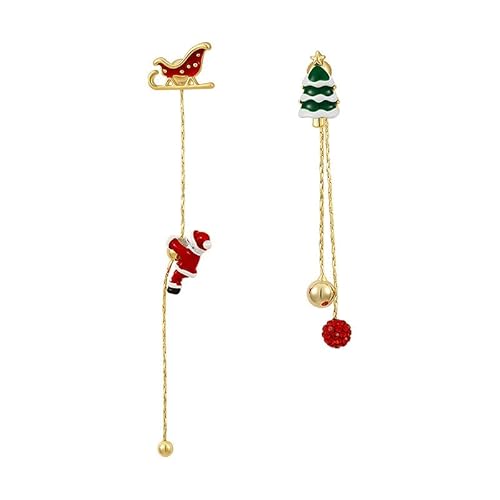 QINC - Boucles d'oreilles pendantes Père Noël en mouvement Bijoux insolites Noël Fashion Girlfriends Gift Women Long Chain Tassel Red Green - -10%