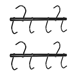 QWORK Steel Tack Rack with Swivel Hooks, 2 Pcs Portable Tack Hangers, 17″ Horse Tack Holder