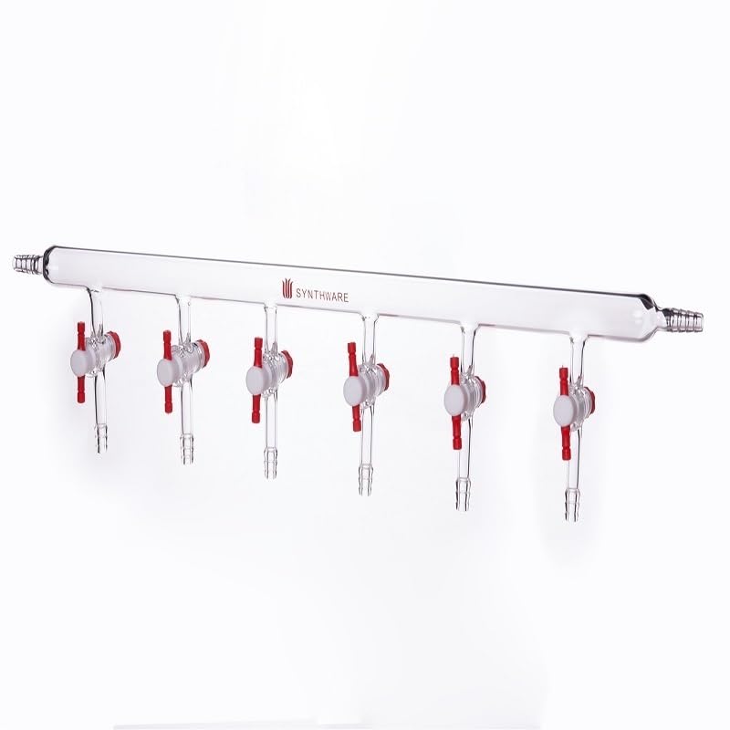 Lab Vacuum gas distributor with single row pipe, VACCUM MANIFOLD, PTFE STOPCOCKS, Borosilicate glass, M49(M490044)