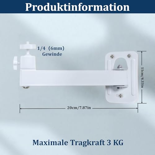 MxSplorion Beamer Halterung Wand, Verstellbare Projektorhalterung 360° Drehbar, Metall Projektor Ständer mit 1/4-Zoll-Schraubschnittstelle, Beamer Halterung Decke für Heimkino, Spielzimmer, BüRo,Weiß
