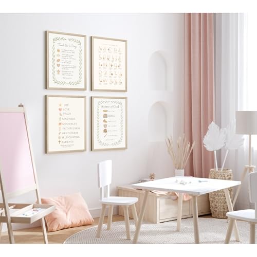 Kids Playroom Wall Art Decor Bible Verse Canvas Poster Abc Alphabet Wall Decor Christian Scripture Pictures Toddler Nursery Prints Children Educational Artwork for Kids Play Room 8x10 Inch Wood Framed by SYYANKK - Used condition - Image 5