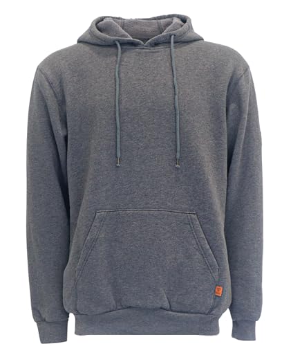 KONRECO FR Hoodies Cotton Fleece Pullover NFPA2112 CAT2 Flame Resistant/Fire Retardant Sweatshirts Heather Grey - Size M