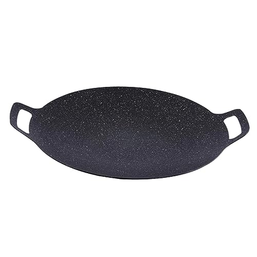 OUNONA Korean Bbq Grill Tray Non Stick Round Pan Multi Use Grilling Plate for Camping Outdoor Picnics and Family Bbqs