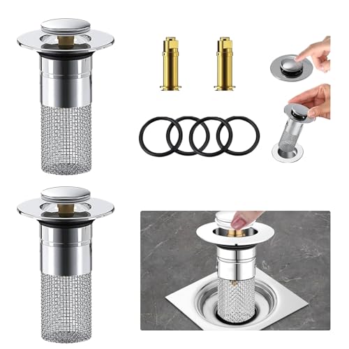 Kichicho 2er-Set Pop-Up Waschbeckenstöpsel mit Sieb