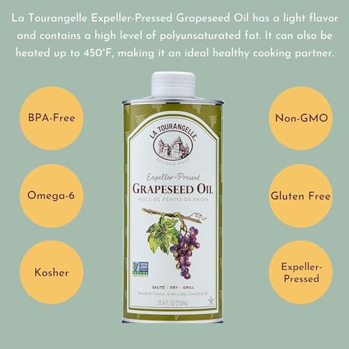 Grapeseed Oil 750ml, All-Natural, Artisanal, Great for Cooking, Sauteing, Marinating, and Dressing