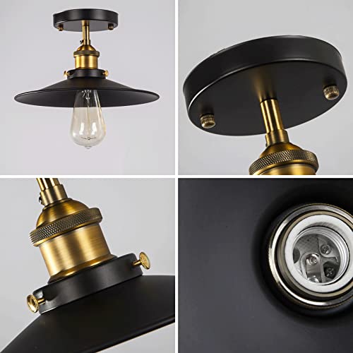 Plafonnier rétro E27 avec diffuseur conique en métal orienté - 6