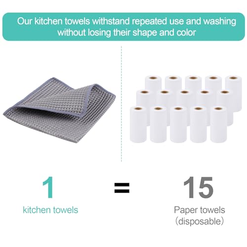 image for vivinin 7 Pack Kitchen Dish Cloths, Dish Towels 100% Cotton Waffle Wea