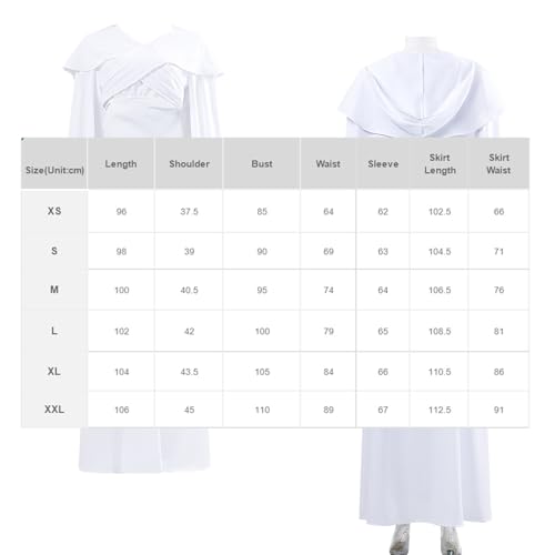 KoleGoe Padme Amidala Ensemble robe longue Amidala Blanc Cosplay Costume Haut écharpe Jupe Costume Halloween – vue 3