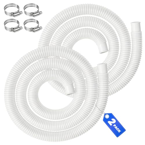 LuxBlue 2 Pcs 1.25 Pool Hose Replacement | 59 Extended & Thickend Pool Pump Replacement Hose | Compatible with Above Ground Pools Filter Pumps That Use 1 1/4 Diameter Pipe Come with 4 Metal Clamps