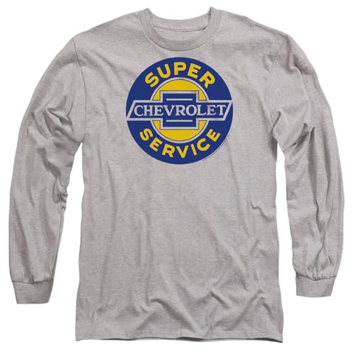 T-shirt Chevrolet Super Service manches longues gris chiné mixte en coton confortable taille L