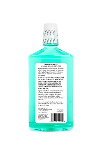 Amazon Brand - Solimo Pre-Brush Dental Rinse, Green Mint, 16 Fluid Ounces, Pack of 4