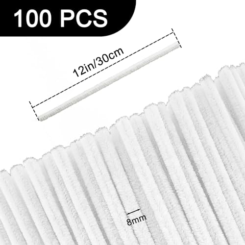 Image of White Pipe Cleaners Craft,100pcs Craft Supplies Chenille Stems Arts & Crafts for DIY Valentines Day Decorations,Flowers Making Pipe Cleaners White Bulk Gifts for Her Room Decor,Art Supplies for Kids